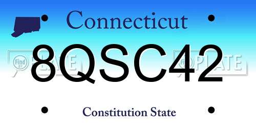 8QSC42 Connecticut License Plate