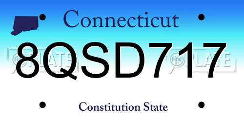 8QSD717 Connecticut License Plate
