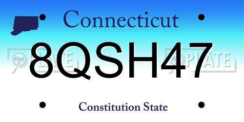 8QSH47 Connecticut License Plate