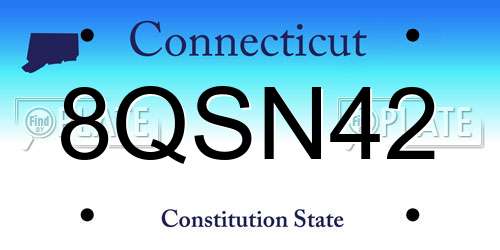 8QSN42 Connecticut License Plate