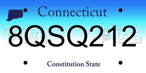 8QSQ212 Connecticut License Plate