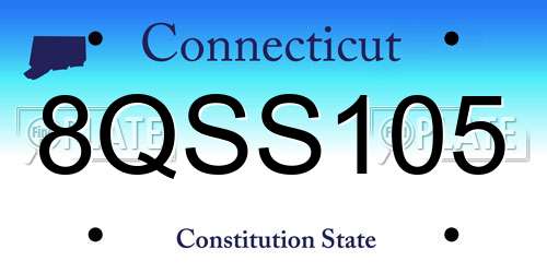 8QSS105 Connecticut License Plate