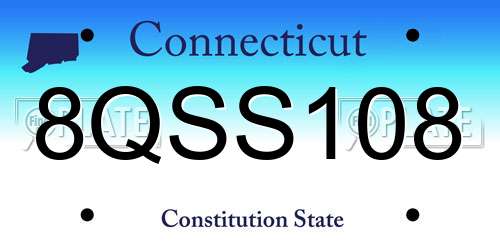 8QSS108 Connecticut License Plate