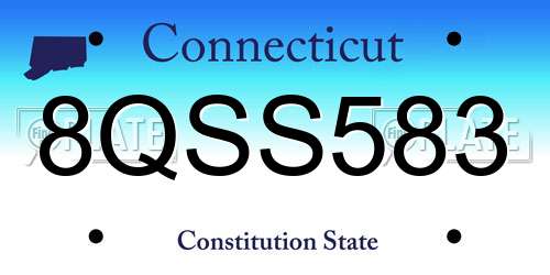 8QSS583 Connecticut License Plate