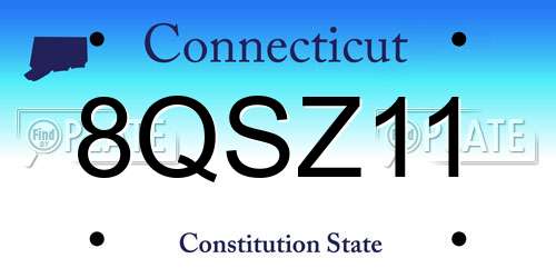 8QSZ11 Connecticut License Plate