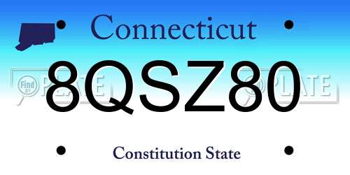 8QSZ80 Connecticut License Plate