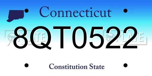 8QT0522 Connecticut License Plate
