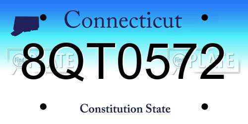8QT0572 Connecticut License Plate