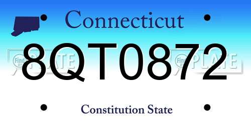 8QT0872 Connecticut License Plate