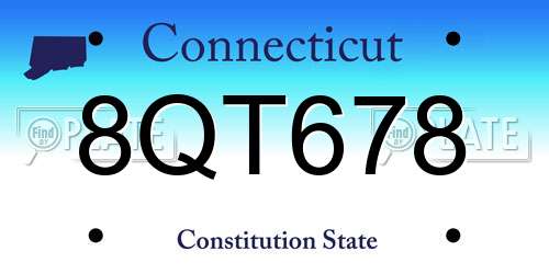 8QT678 Connecticut License Plate