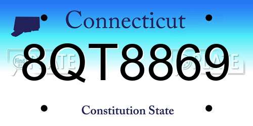 8QT8869 Connecticut License Plate