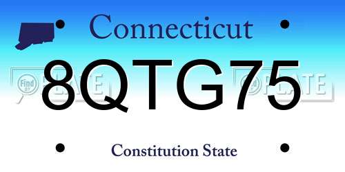 8QTG75 Connecticut License Plate