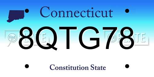 8QTG78 Connecticut License Plate