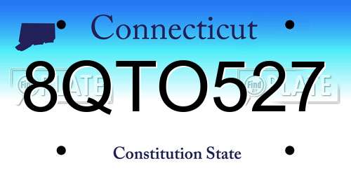 8QTO527 Connecticut License Plate