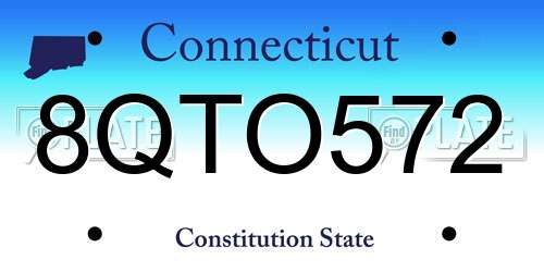 8QTO572 Connecticut License Plate