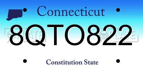 8QTO822 Connecticut License Plate