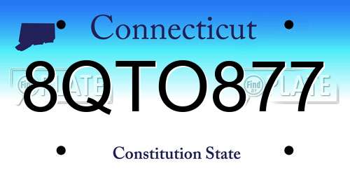 8QTO877 Connecticut License Plate