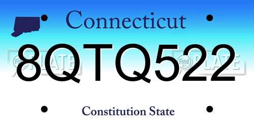 8QTQ522 Connecticut License Plate