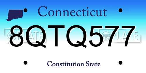 8QTQ577 Connecticut License Plate
