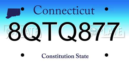 8QTQ877 Connecticut License Plate