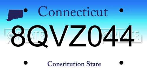 8QVZ044 Connecticut License Plate