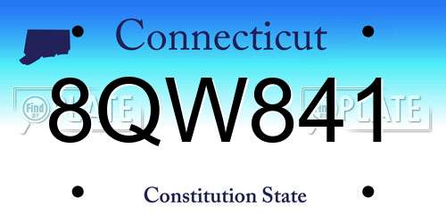 8QW841 Connecticut License Plate