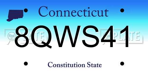 8QWS41 Connecticut License Plate
