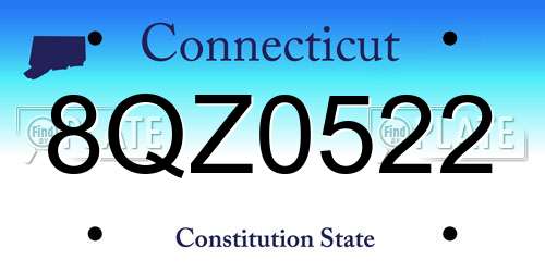 8QZ0522 Connecticut License Plate