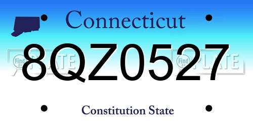 8QZ0527 Connecticut License Plate