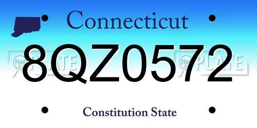 8QZ0572 Connecticut License Plate