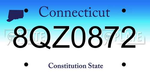 8QZ0872 Connecticut License Plate