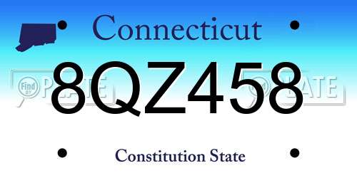 8QZ458 Connecticut License Plate