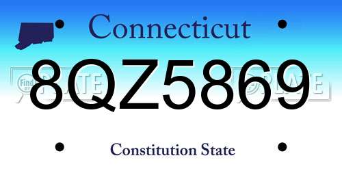 8QZ5869 Connecticut License Plate