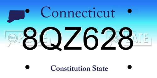 8QZ628 Connecticut License Plate