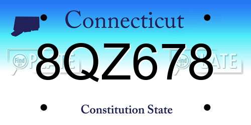 8QZ678 Connecticut License Plate