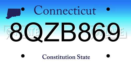8QZB869 Connecticut License Plate