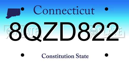 8QZD822 Connecticut License Plate