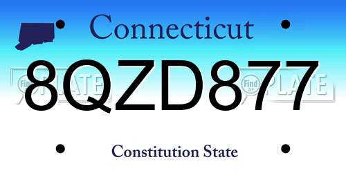 8QZD877 Connecticut License Plate