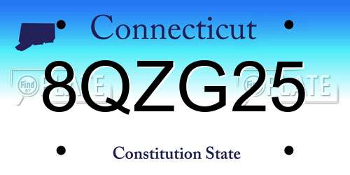 8QZG25 Connecticut License Plate