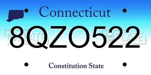 8QZO522 Connecticut License Plate