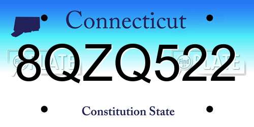 8QZQ522 Connecticut License Plate