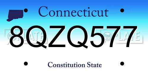 8QZQ577 Connecticut License Plate