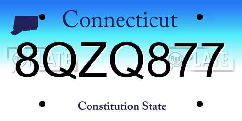 8QZQ877 Connecticut License Plate