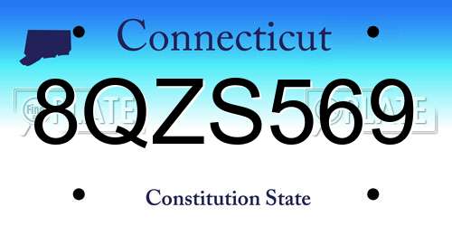 8QZS569 Connecticut License Plate