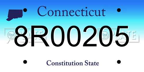 8R00205 Connecticut License Plate