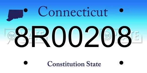 8R00208 Connecticut License Plate