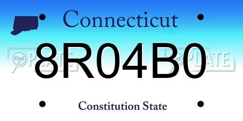 8R04B0 Connecticut License Plate