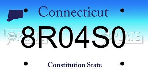 8R04S0 Connecticut License Plate