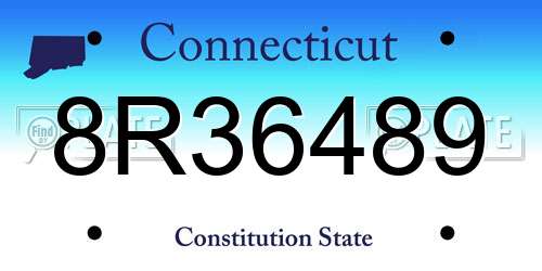 8R36489 Connecticut License Plate
