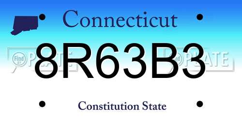 8R63B3 Connecticut License Plate